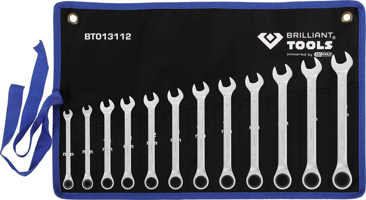 BRILLIANT TOOLS BT013112 Ratschenringschlüssel-Satz, 12-tlg, 8 - 19 mm [Powered by KS TOOLS] 8 - 19