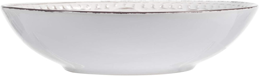 H&H 825736 Courtyard Set 6 Suppenteller, Stoneware, Weiss, 20 cm