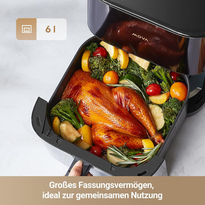 Dreame Mova AeroChef™ FD10 Pro Heissluftfritteuse, Schnelles Knuspriges Garen, ölfreie Fritteuse, 6L