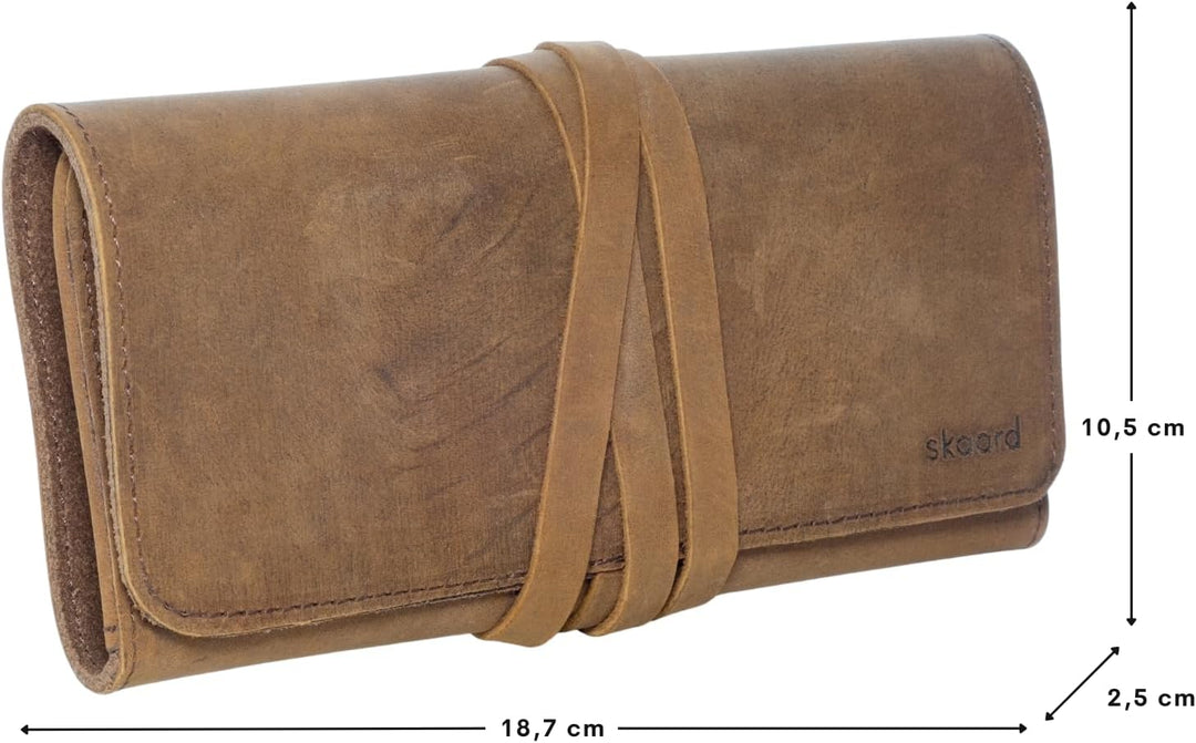 skaard Federmäppchen, echtes Leder, für Stifte & Pinsel, braun, Stifteetui gross, Braun