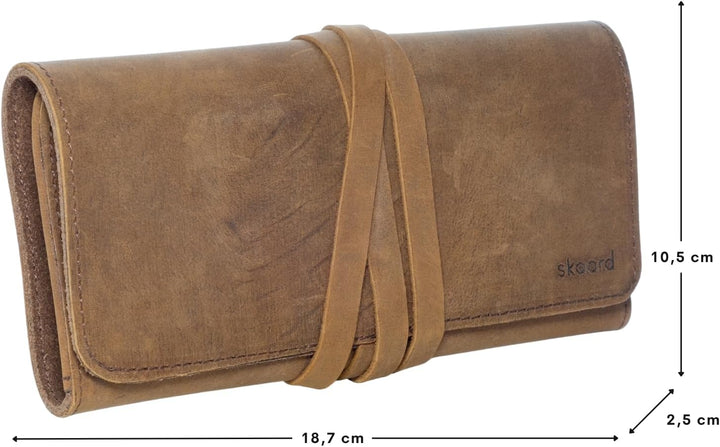 skaard Federmäppchen, echtes Leder, für Stifte & Pinsel, braun, Stifteetui gross, Braun