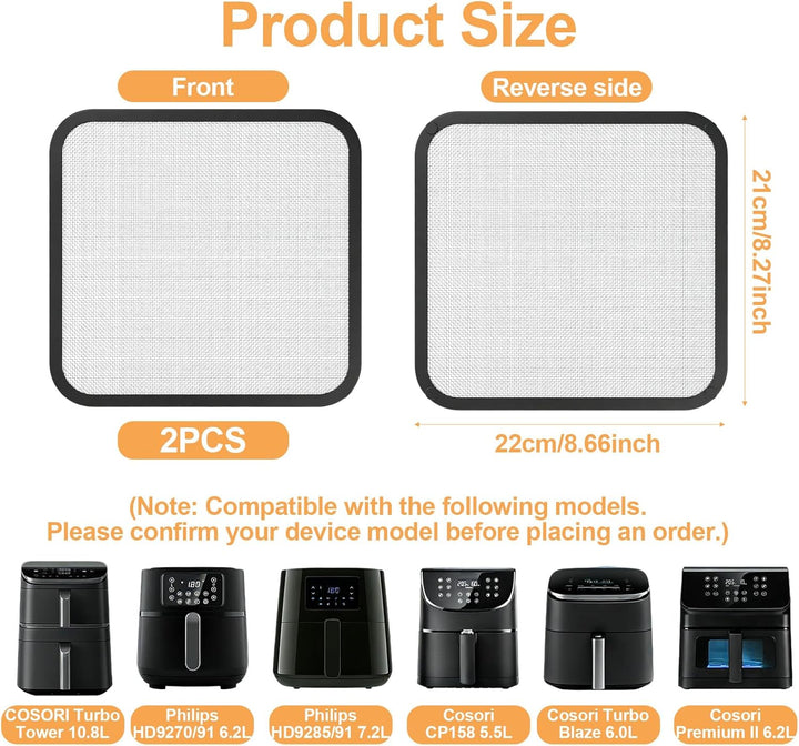 2 Stück Edelstahl Spritzschutz für Cosori Airfryer Heissluftfritteuse CP158 5,5L, TurboBlaze 6,0L, P