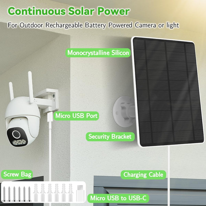 Eufy Security Solarpanel (5W) Kompatibel mit EufyCam, Solarpanel 5V mit USB-C Anschluss, Micro USB A