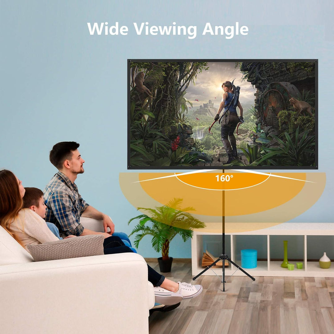 Beamer Leinwand mit Stativ, Tragbar Projektor Leinwand 100 Zoll, 16:9, 4K HD Projektion Leinwand, Le