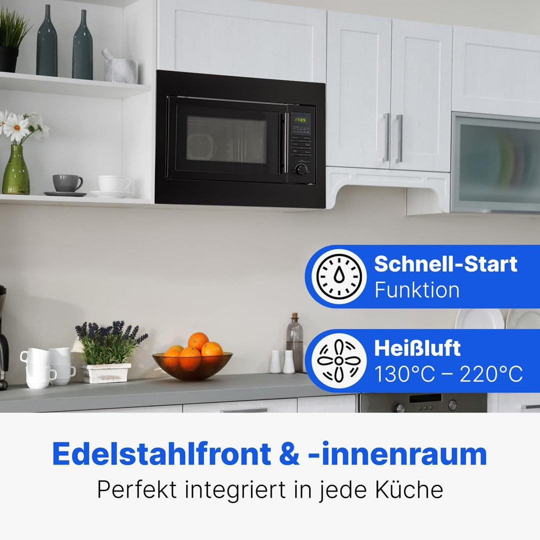 Bomann® Einbaumikrowelle mit Grill und Heissluft | 60cm | 900W Mikrowelle | 1100W Grill | 2500W Heis
