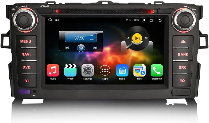 Erisin 7 Zoll 8-Kern Android 12 Autoradio mit GPS für Toyota AURIS Unterstützt Kabellos CarPlay Andr