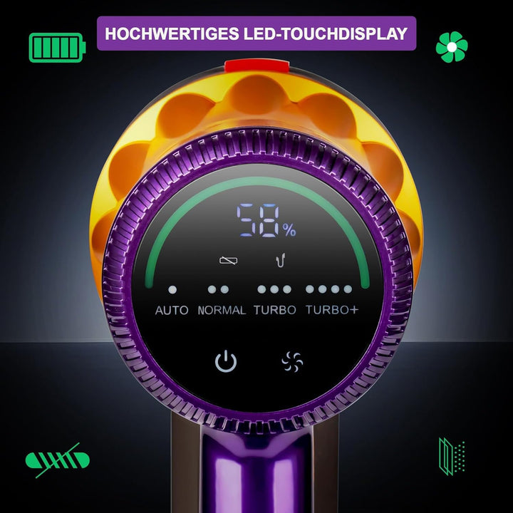 JADOGAR 45 kPa/550 W 3000 mAh akku staubsauger mit LED-Anzeige, Leichter staubsauger kabellos, H13-H