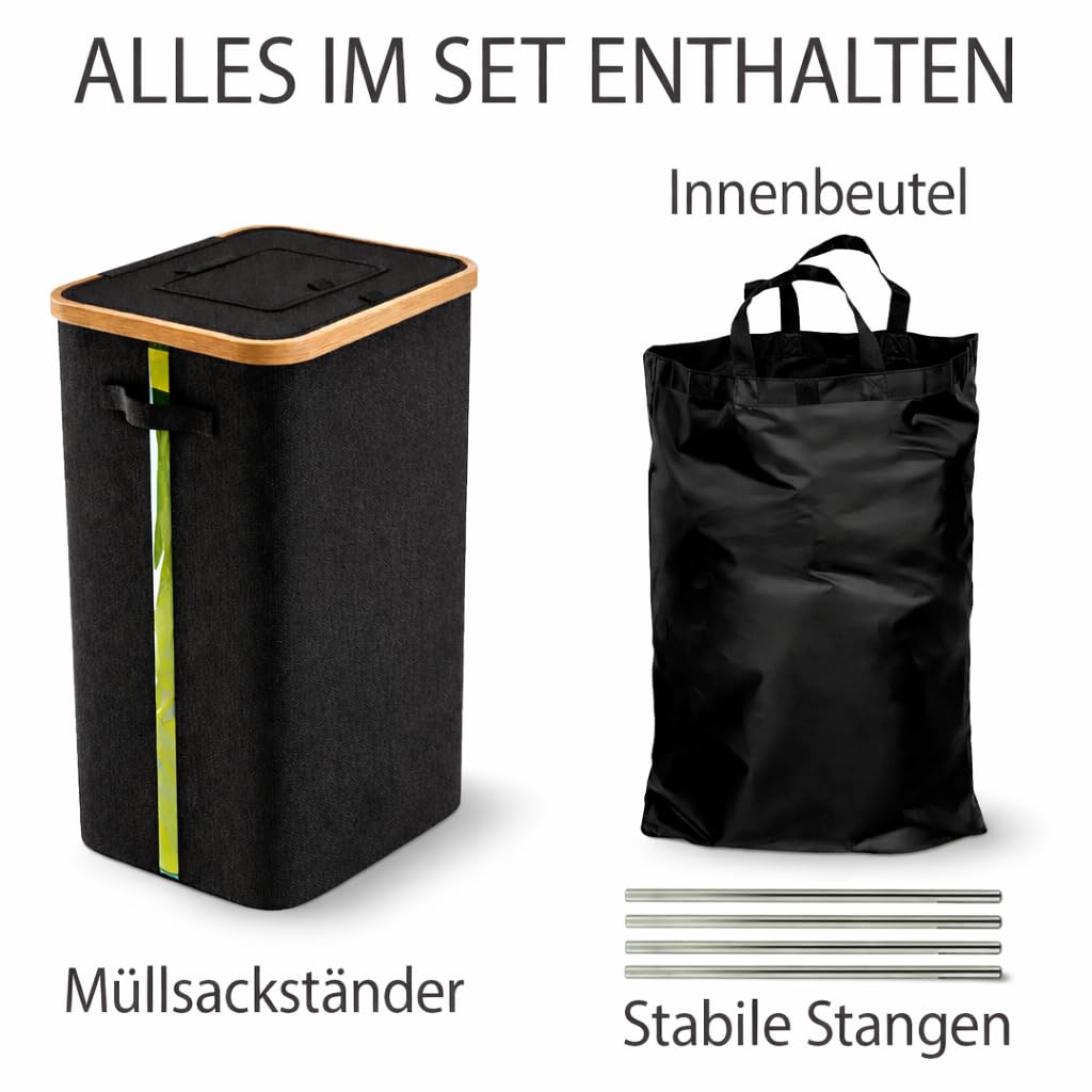 Gelber Sack Ständer Stabil mit Deckel – Mülleimer 70-120L für Gelbe Säcke & Recycling | Praktischer