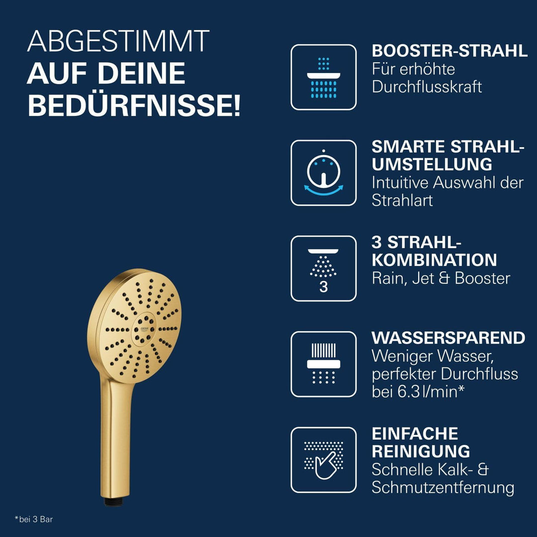 GROHE Vitalio Joy+ 120, wassersparender Duschkopf mit Boost-Funktion für mehr Strahlpower, 6l pro Mi
