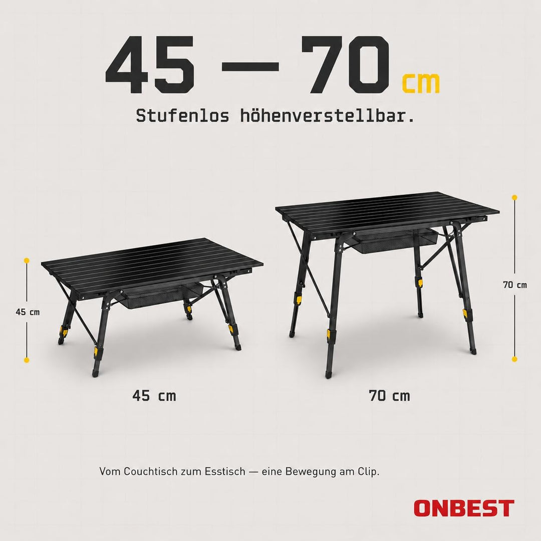 ONBEST Camping Klapptisch – Campingtisch klappbar – Angeltisch, Gartentisch 2 Personen – mit robuste