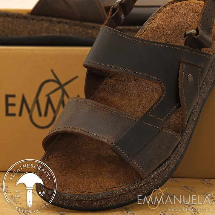 EMMANUELA handcrafted for you Herren TheseusFlache Sandale 40 EU Braun, 40 EU Braun