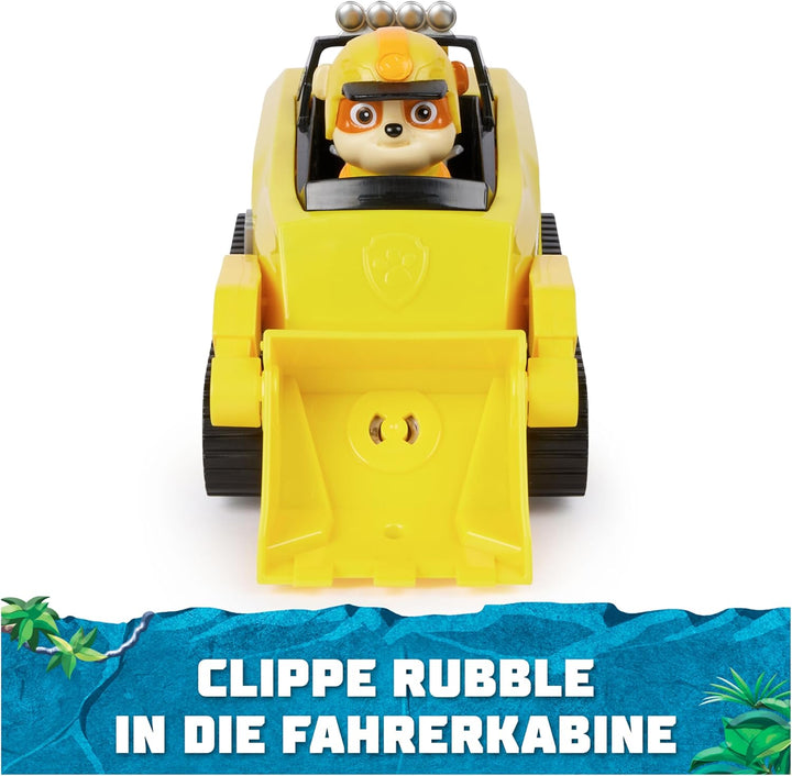 PAW PATROL Jungle Pups – Nashorn-Fahrzeug mit Rubble-Figur (Basis Fahrzeug), Spielzeug für Kinder ab