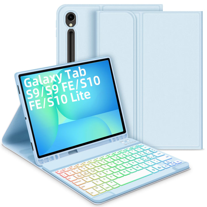 Bettdow für Samsung Galaxy Tab S9 FE+/S9+ 2023 Tastatur Hülle, Blau (Italienisch), Blau