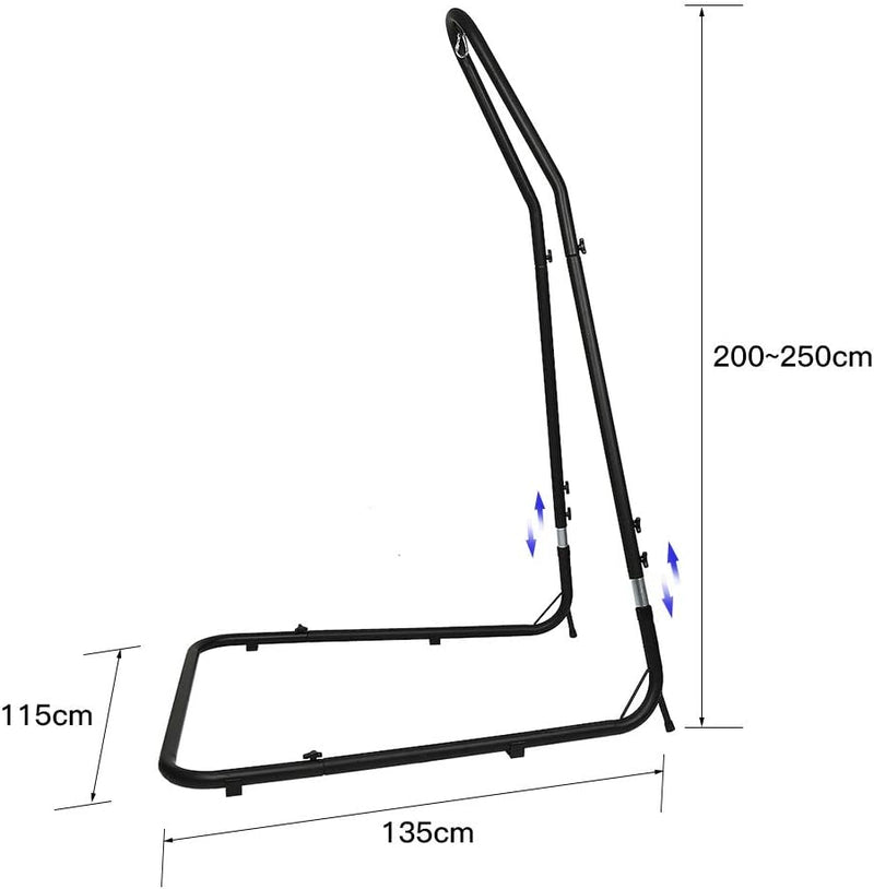 Hängestuhl, aus Metall, Hängesessel auf Fuss, Hängematte für den Innenbereich, Höhe verstellbar (200