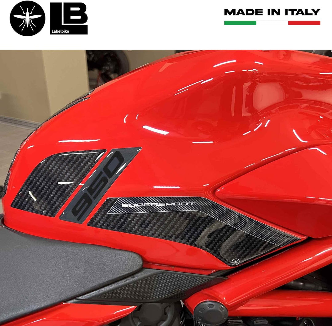 labelbike - 2 Motorrad Tankseiten Schutz Aufkleber aus 3D Gelharz kompatibel mit Ducati Supersport 9