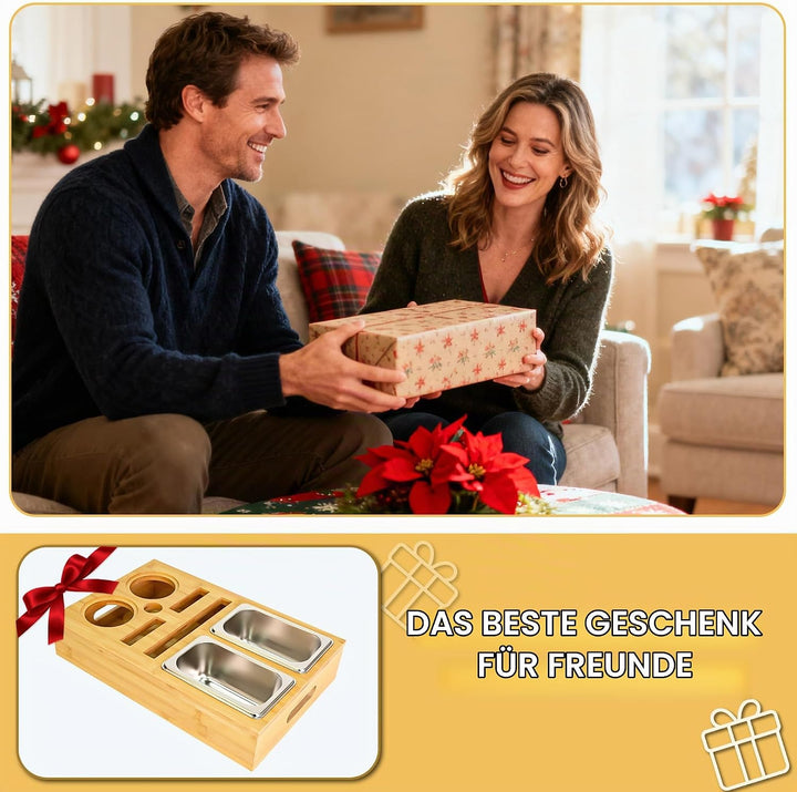 Couchbar Snackbox Grau Mit Snackschalen Aus Edelstahl Sofa Tablett Geeignet für Wohnzimmer, Sofa, Ga