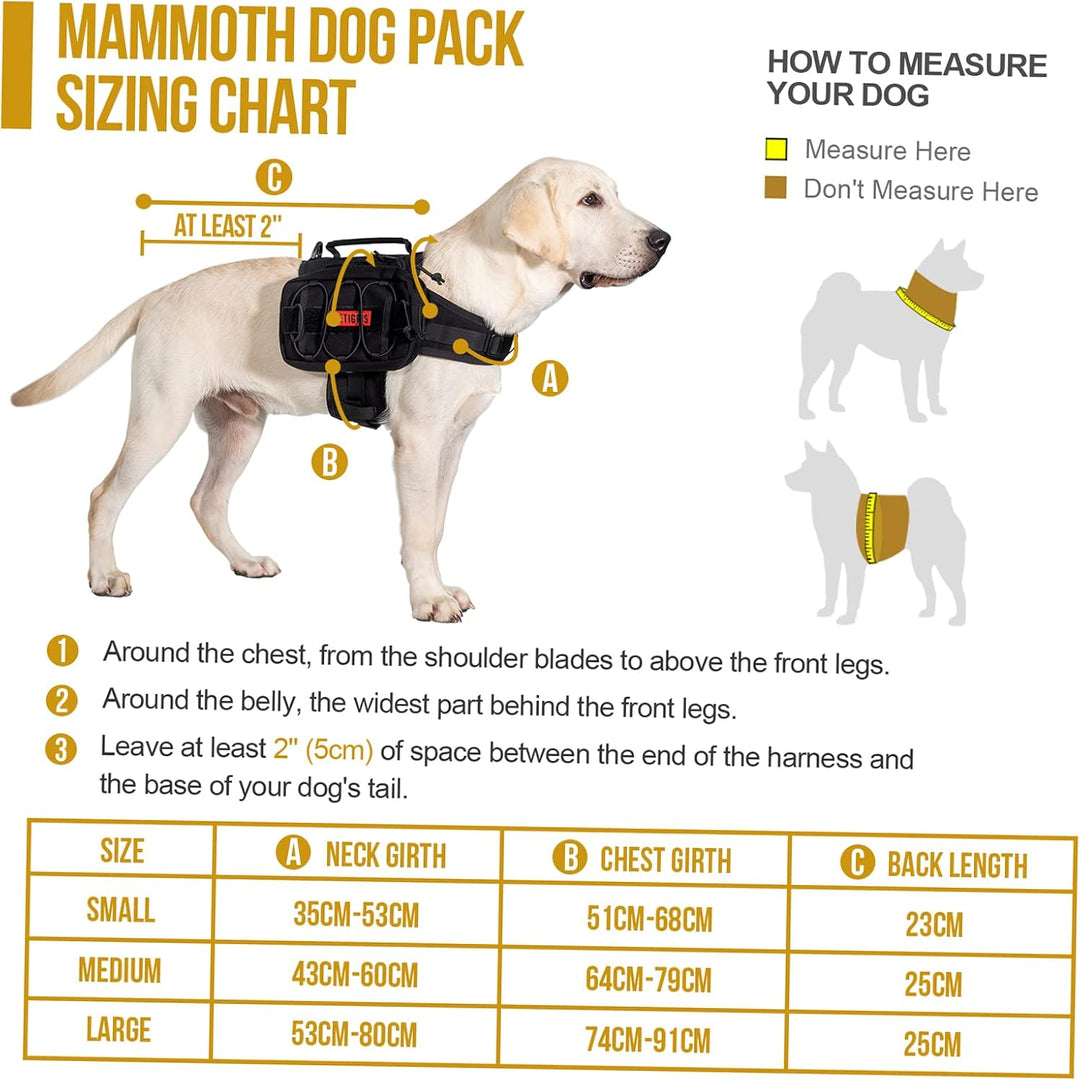 OneTigris Mammoth Hunderucksack 2.0 Version Reissen Camping Wandern Hundebackpack für M/L Grösse Hun