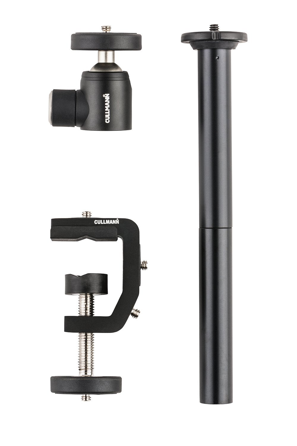 Cullmann Flexx Tabletop Zubehör Set 3-teilig (Kugelkopf, Multiklemme, Verbindungssäule) für Makrofot
