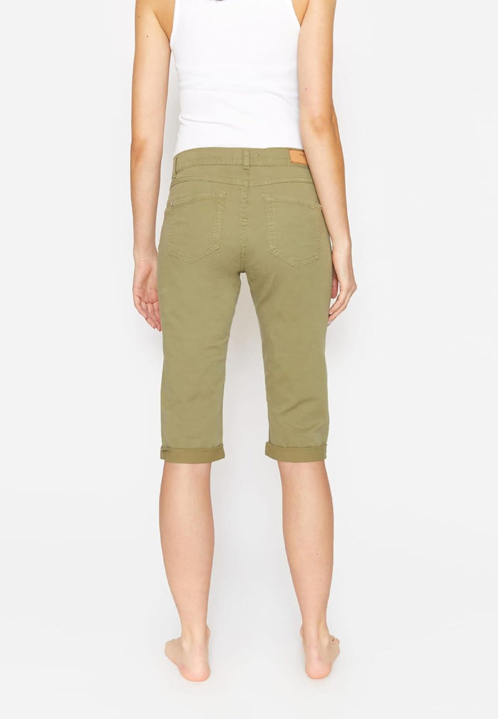 ANGELS Slim Fit Jeans 5-Pocket-Hose Capri TU mit Label-Applikationen 34 Khaki, 34 Khaki