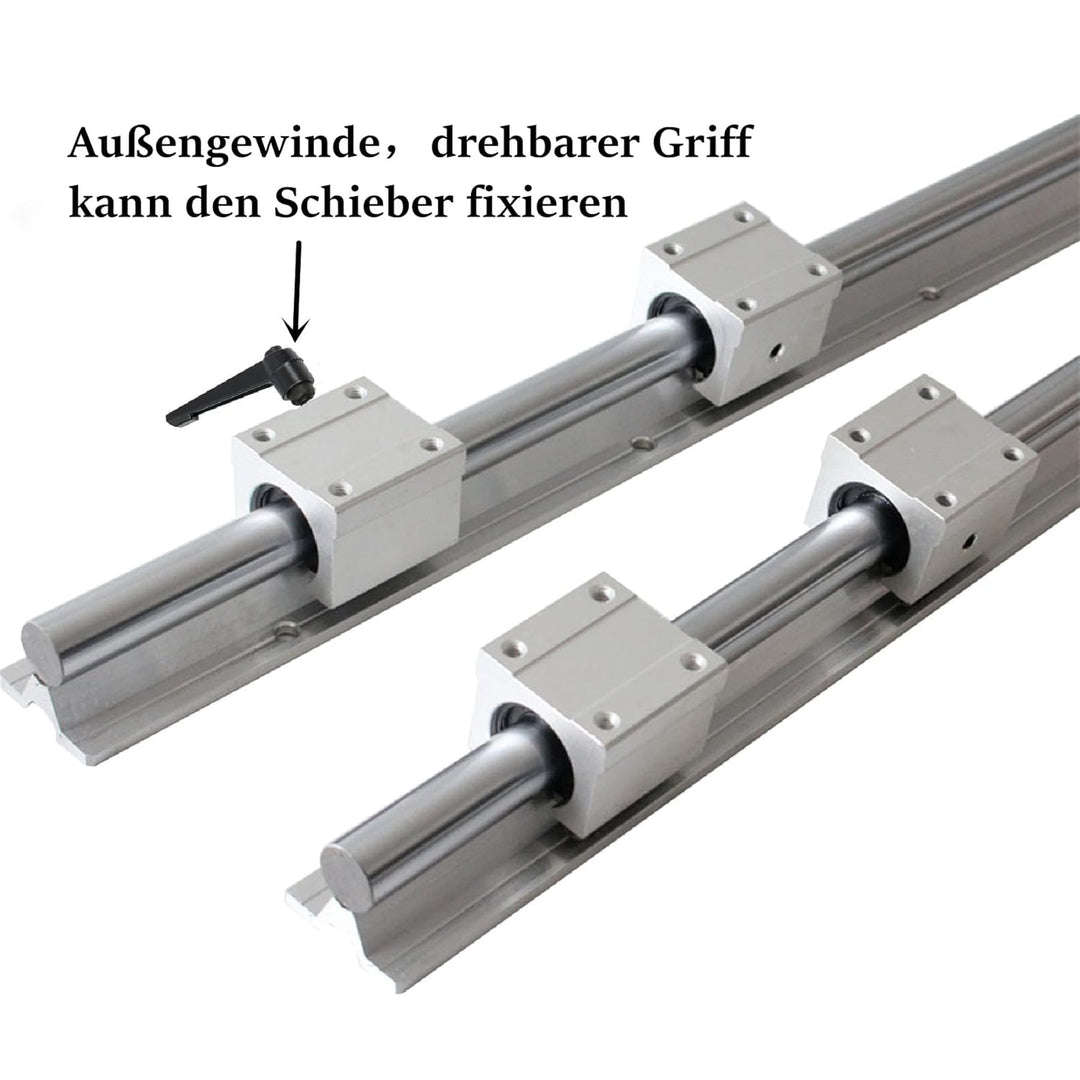CNCYEAH 2Pcs SBR12 Linearführung 400mm mit Griffe, 2Pcs Gleitschiene Welle mit+4Pcs SBR12UU Linearwa