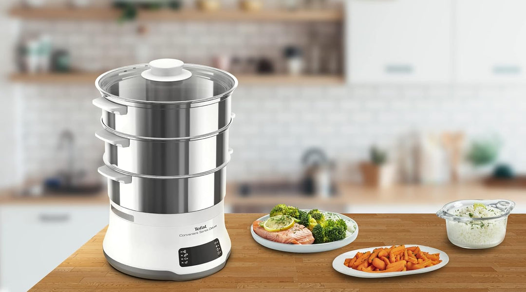 Tefal VC502D Convenient Series Deluxe Dampfgarer | einfacher Touchscreen | 8 Programme | Garen auf 3