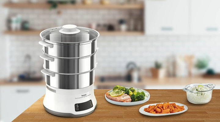 Tefal VC502D Convenient Series Deluxe Dampfgarer | einfacher Touchscreen | 8 Programme | Garen auf 3