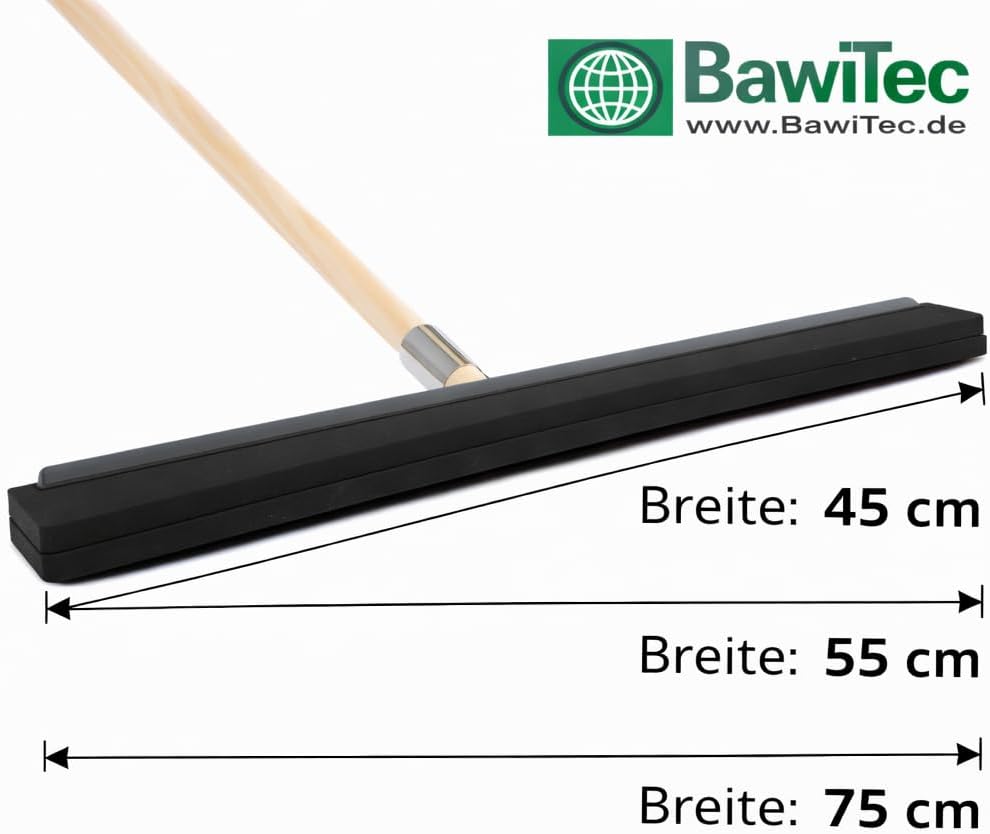 BawiTec Profi Wasserschieber mit Stiel (Breite 45cm / Stiel 160cm) Wasserabzieher Stabil Metall Ausf
