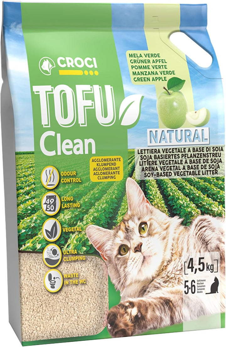Croci Tofu Clean Katzenstreu mit grünem Duft, biologisch abbaubar, 100% pflanzlich, langanhaltend, g