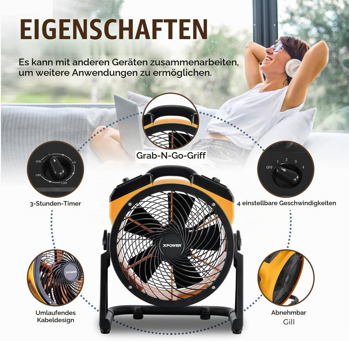 XPower Hochleistungs-Industrie-Hochgeschwindigkeits-Luftbeweger für den ganzen Raum, Luftzirkulator,