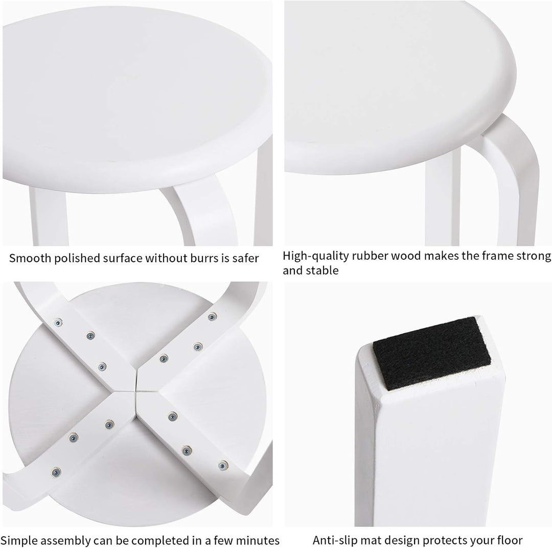 IBUYKE 4er Set Esszimmerhocker, Holzstapelstuhl mit Rutschfester Matte, Stapelhocker für Klassenzimm