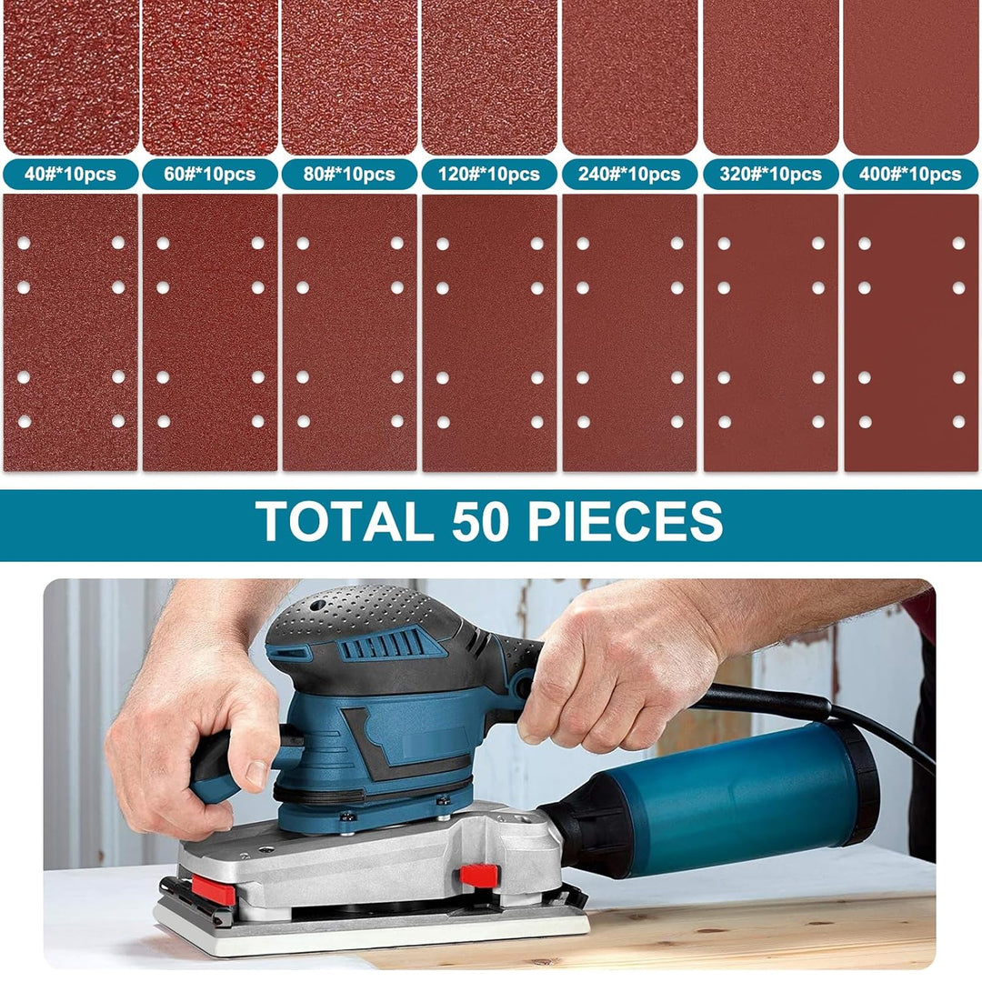 BIGP 50 Stück Schleifblatt Set 93x230 mm mit Klettverschluss | Körnungen 320 | Für Multischleifer &