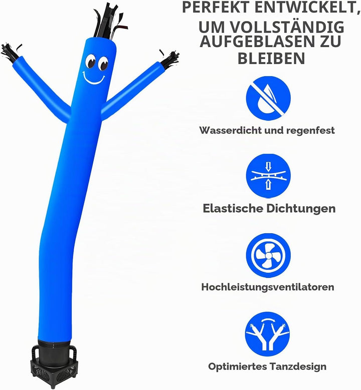 MOUNTO 1,8 m Fliegenpuppe Tänzerin mit 1/3 PS Gebläse, Komplett-Set (blau), Blau