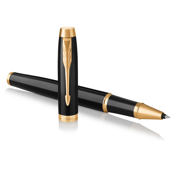 Parker IM Tintenroller | schwarze Lackierung mit Goldzierteilen | feine Spitze | Schwarz | Geschenkb