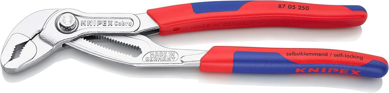 KNIPEX Cobra, Wasserpumpenzange | Rohrzange mit 2k-Griffen, Chrom-Vanadium, Rostschutz verchromt, 25