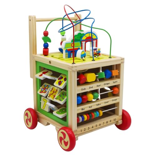 Lauflernwagen aus Holz Würfel- Laufwagen für Babys - 33x33x47cm