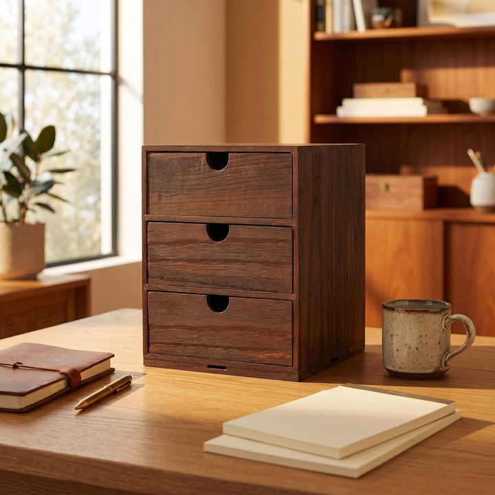 STOBAZA Holzschubladenbox Braun Mehrschichtige Holz-aufbewahrungsbox Mit Sortierbox Für Diverse Arti