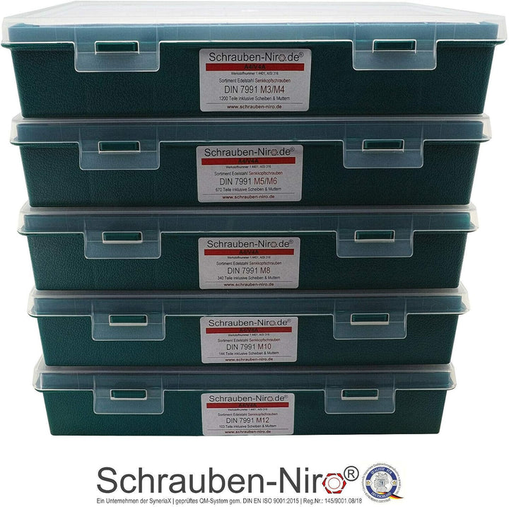 Sortiment/Set Edelstahl Senkkopfschrauben M8 DIN 7991 VA A4 V4A Innensechskant M8 | A4/V4A, M8 | A4/