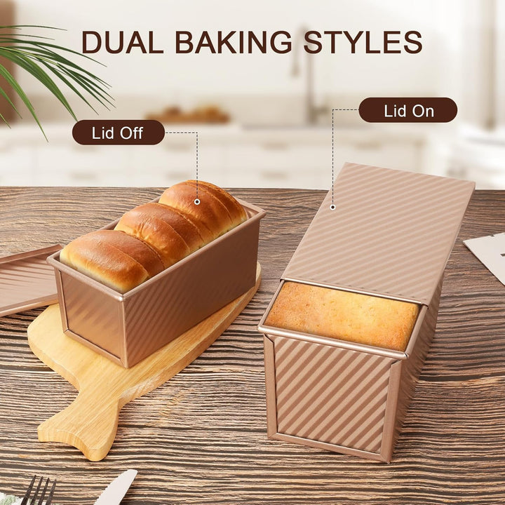 VINATO Brotbackform Mit Deckel 2er Set, 21 * 11,5 * 11cm + 19 * 9,5 * 8cm, Toastbrot Backform, Brotb