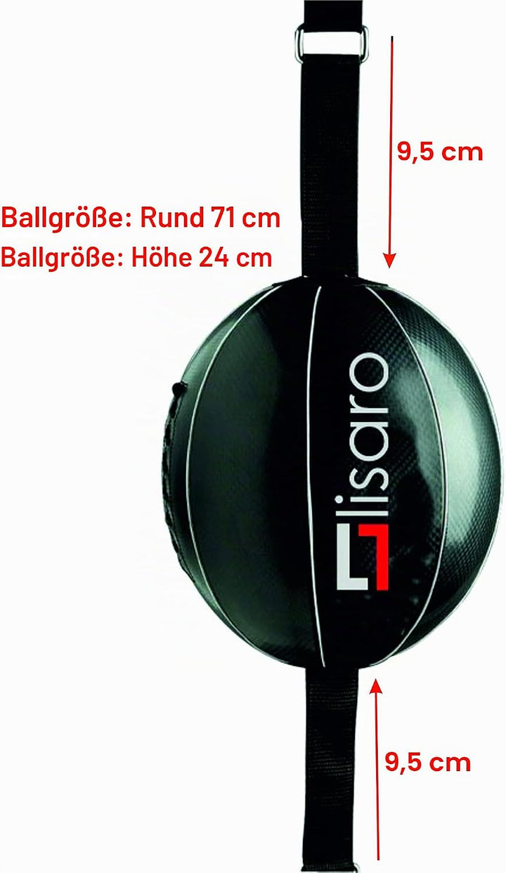 Lisaro Leder Doppelendball/Durchmesser ca. 25cm inkl. 2 elastischen Spanngurten ca. 100cm lang schwa
