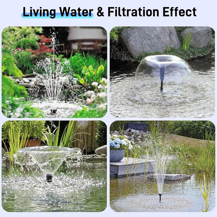 Biling 12W Solar Teichfilter mit 4 Düsen - Solarteichpumpe mit Bio-Filter für Teiche bis 800L - Kabe