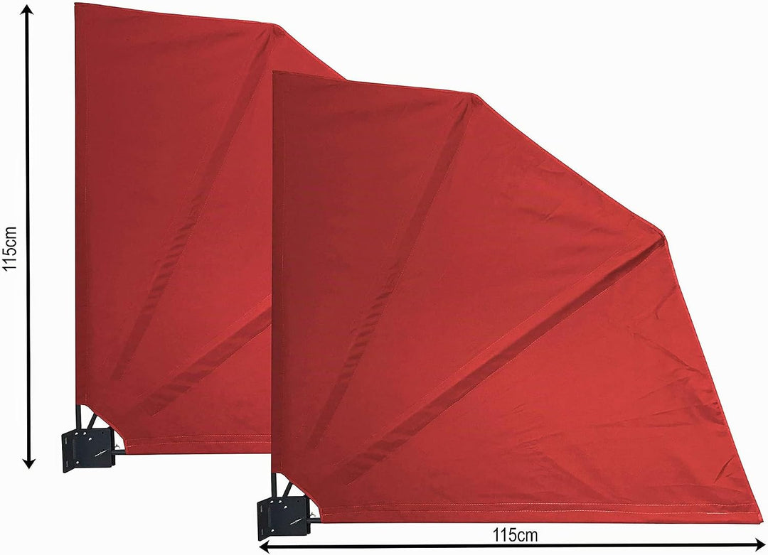 QUICK STAR 2 Stück Balkonfächer 115 x 115 cm Rotorange, Easy Mount Wandplatte, Balkon Sichtschutz Fä