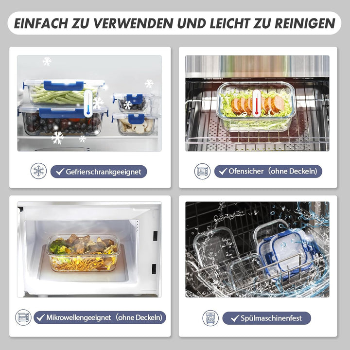 Vorratsbehälterset aus Glas, Glas-Frischhaltedosen,Aufbewahrungsbehälter für Küche und Restaurant mi