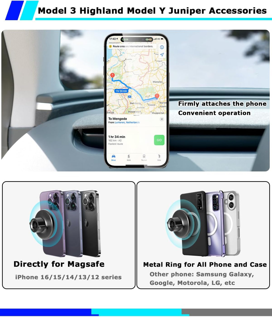 Auto Magnetische Handyhalterung für Tesla Model 3 Highland & Model Y Juniper 2026, MagSafe Autohalte
