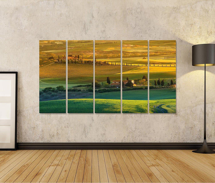 islandburner Bild auf Leinwand Toskana Italien Bilder Wandbilder Poster Leinwand 170x80cm - 5 Teile
