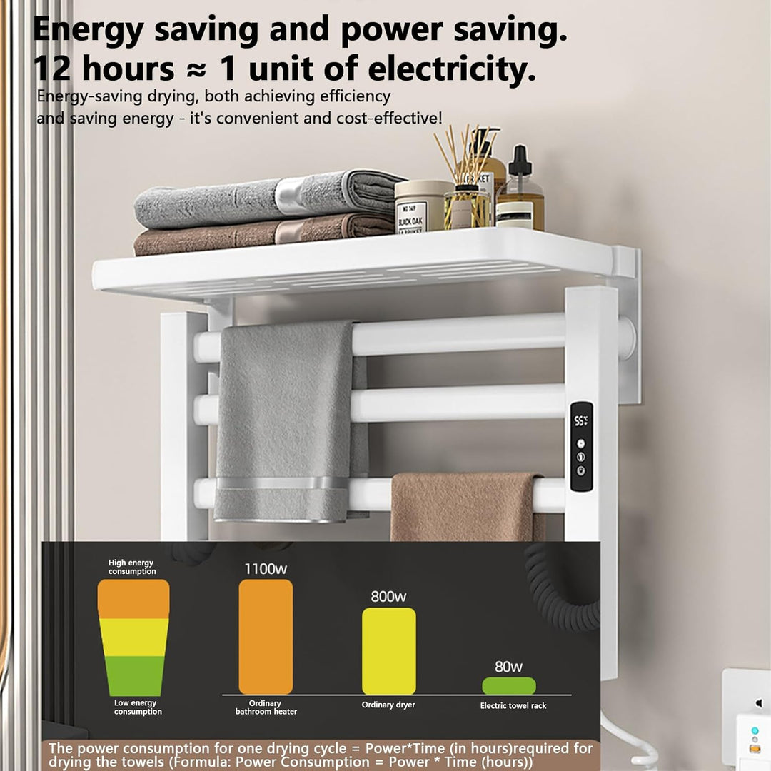 Handtuchheizkörper Elektrisch Klein mit Regal, 80W Handtuchtrockner Heizkörper, Bad Heizkörper Elekt