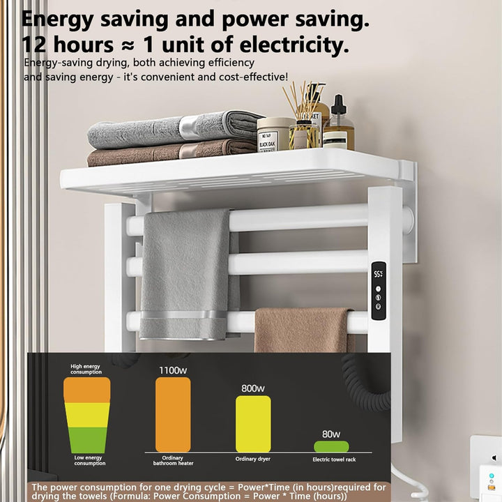 Handtuchheizkörper Elektrisch Klein mit Regal, 80W Handtuchtrockner Heizkörper, Bad Heizkörper Elekt