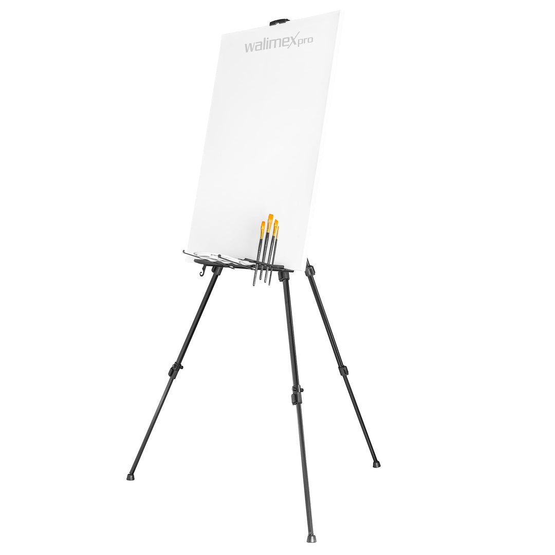 Walimex pro Staffelei L 50-165 cm, Leinwandstaffelei aus Aluminium inkl. Transporttasche, Feldstaffe