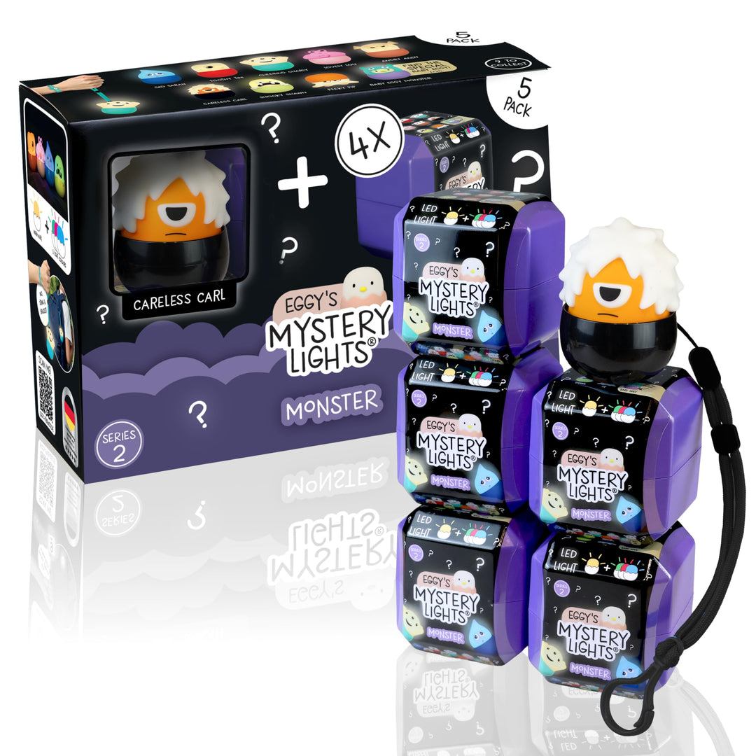 MegaLight Blind Box Mini Nachtlichter für Kinder 5er Pack | Serie 2 | Monster | Mystery Box | Carele