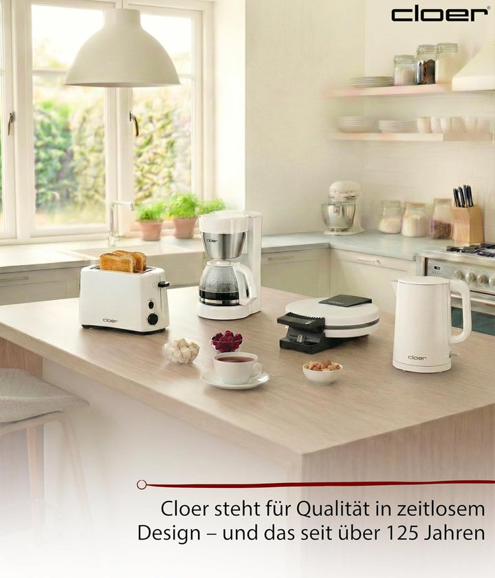Cloer 4321 Wasserkocher 1,5l mit Kontrolllampe, Sicherheitsdeckel und automatischer Abschaltung, Was