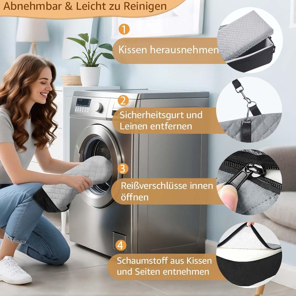 unipaws Hunde Autositz für mittlere & grosse Hunde bis 55 kg, Autositz Hund mit Vorder-/Seiteneinsti
